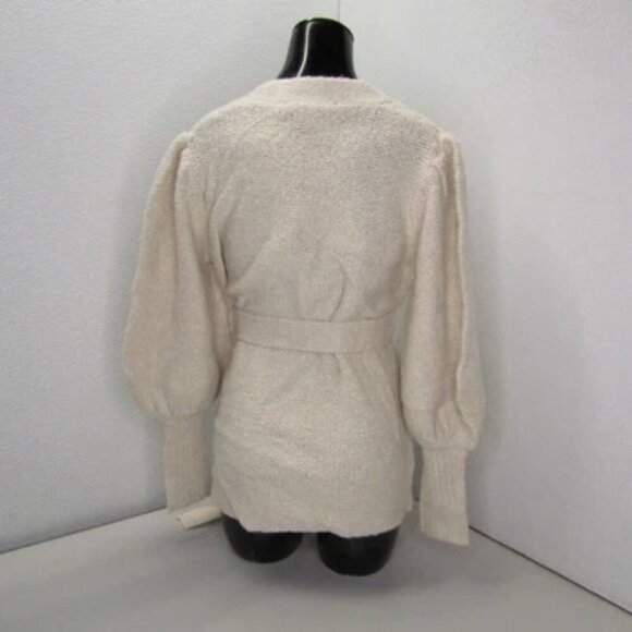 NEW TOCCIN Cardigan Vanilla Beige Size XS Short Popcorn Button Up Waist Tie - Picture 5 of 9